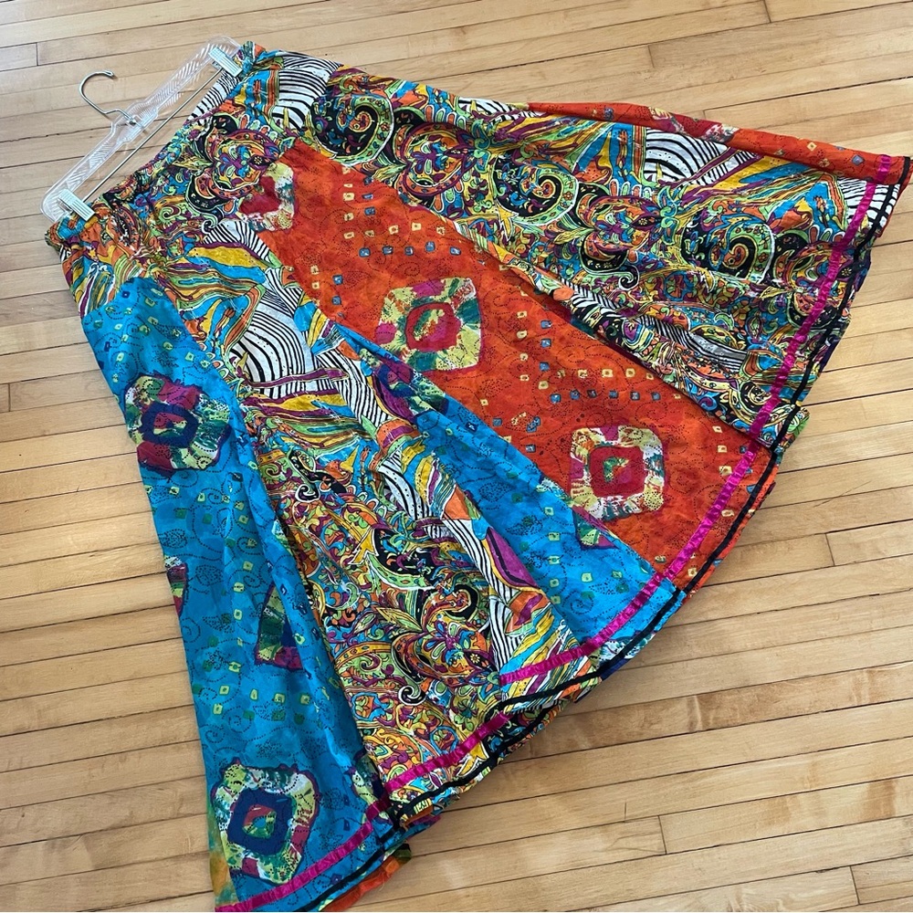 ANU BY NATURAL Mixed Print Patchwork Circle Skirt… - image 6